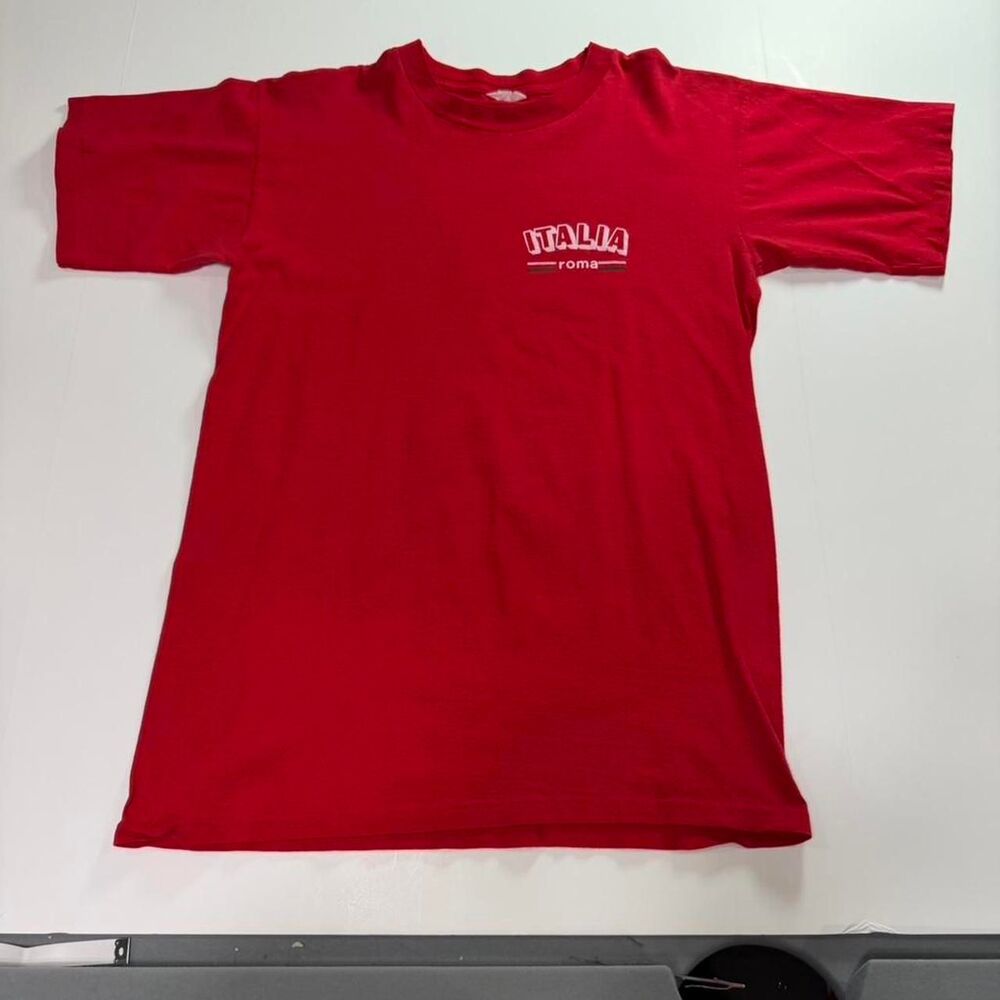 Vintage single stitch Red cotton t-shirt with "Italia Roma"